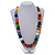Long Multicoloured Painted Wooden Bead Cord Long Necklace - 80cm L - view 3