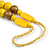Long Banana Yellow/ Bronze Painted Wooden Bead Cord Long Necklace - 80cm L - view 6