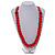Long Red Painted Wooden Bead Cord Long Necklace - 80cm L - view 3