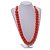 Long Orange Painted Wooden Bead Cord Long Necklace - 80cm L - view 3