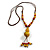 Dusty Yellow/ Red Ceramic Bead Tassel Necklace with Brown Silk Cord/ 70-80cmL/ Adjustable - view 8