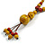 Dusty Yellow/ Red Ceramic Bead Tassel Necklace with Brown Silk Cord/ 70-80cmL/ Adjustable - view 4