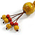 Dusty Yellow/ Red Ceramic Bead Tassel Necklace with Brown Silk Cord/ 70-80cmL/ Adjustable - view 9