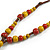 Dusty Yellow/ Red Ceramic Bead Tassel Necklace with Brown Silk Cord/ 70-80cmL/ Adjustable - view 6