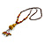Dusty Yellow/ Red Ceramic Bead Tassel Necklace with Brown Silk Cord/ 70-80cmL/ Adjustable - view 10