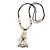 Antique White Ceramic Bead Tassel Necklace with Brown Silk Cord/ 70-80cmL/ Adjustable - view 8