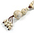 Antique White Ceramic Bead Tassel Necklace with Brown Silk Cord/ 70-80cmL/ Adjustable - view 9