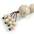 Antique White Ceramic Bead Tassel Necklace with Brown Silk Cord/ 70-80cmL/ Adjustable - view 4