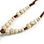 Antique White Ceramic Bead Tassel Necklace with Brown Silk Cord/ 70-80cmL/ Adjustable - view 6
