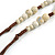 Antique White Ceramic Bead Tassel Necklace with Brown Silk Cord/ 70-80cmL/ Adjustable - view 5