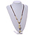 Antique White Ceramic Bead Tassel Necklace with Brown Silk Cord/ 70-80cmL/ Adjustable - view 3