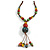 Multicoloured Ceramic Bead Tassel Necklace with Brown Silk Cord/ 70-80cmL/ Adjustable - view 2