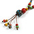 Multicoloured Ceramic Bead Tassel Necklace with Brown Silk Cord/ 70-80cmL/ Adjustable - view 4