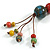 Multicoloured Ceramic Bead Tassel Necklace with Brown Silk Cord/ 70-80cmL/ Adjustable - view 9