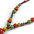 Multicoloured Ceramic Bead Tassel Necklace with Brown Silk Cord/ 70-80cmL/ Adjustable - view 5