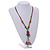 Multicoloured Ceramic Bead Tassel Necklace with Brown Silk Cord/ 70-80cmL/ Adjustable - view 3