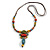 V Shape Multicoloured Ceramic Beaded Necklace with Brown Silk Cords - 66-76cm/ Adjustable - view 8
