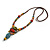 V Shape Multicoloured Ceramic Beaded Necklace with Brown Silk Cords - 66-76cm/ Adjustable - view 7