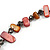 Long Brown/ Plum Shell Nugget and Grey Glass Crystal Bead Necklace - 114cm Long - view 6