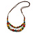 Multicoloured Ceramic Layered Brown Silk Cord Necklace - 60-70cm L/ Adjustable - view 6