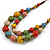 Multicoloured Ceramic Layered Brown Silk Cord Necklace - 60-70cm L/ Adjustable - view 4