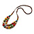 Multicoloured Ceramic Layered Brown Silk Cord Necklace - 60-70cm L/ Adjustable - view 7