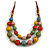 Multicoloured Ceramic Layered Brown Silk Cord Necklace - 60-70cm L/ Adjustable - view 2