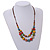Multicoloured Ceramic Layered Brown Silk Cord Necklace - 60-70cm L/ Adjustable - view 3