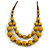 Dusty Yellow Ceramic Layered Brown Silk Cord Necklace - 60-70cm L/ Adjustable - view 2