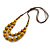 Dusty Yellow Ceramic Layered Brown Silk Cord Necklace - 60-70cm L/ Adjustable - view 8
