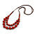 Red Ceramic Layered Brown Silk Cord Necklace - 60-70cm L/ Adjustable - view 5