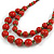 Red Ceramic Layered Brown Silk Cord Necklace - 60-70cm L/ Adjustable - view 4