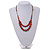 Red Ceramic Layered Brown Silk Cord Necklace - 60-70cm L/ Adjustable - view 9