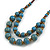 Dusty Blue Ceramic Layered Brown Silk Cord Necklace - 60-70cm L/ Adjustable - view 4