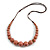 Dusty Pink Ceramic Bead Brown Silk Cords Necklace - Adjustable - 60cm to 70cm Long - view 7