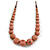 Dusty Pink Ceramic Bead Brown Silk Cords Necklace - Adjustable - 60cm to 70cm Long - view 2