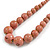 Dusty Pink Ceramic Bead Brown Silk Cords Necklace - Adjustable - 60cm to 70cm Long - view 4