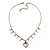 Vintage Inspired Crystal Open Heart Pendant With Pewter Tone Beaded Chain - 38cm L/ 6cm Ext - view 2