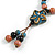 Blue/ Pink Oval/ Round Ceramic Bead Flower Tassel Necklace with Brown Silk Cord/ 70-80cmL/ Adjustable - view 5