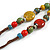 Multicoloured Oval/ Round Ceramic Bead Flower Tassel Necklace with Brown Silk Cord/ 70-80cmL/ Adjustable - view 5