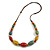Multicoloured Round/ Oval Ceramic Bead Brown Silk Cords Necklace 60-70cm L/ Adjustable - view 8