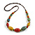 Multicoloured Round/ Oval Ceramic Bead Brown Silk Cords Necklace 60-70cm L/ Adjustable - view 7