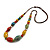 Multicoloured Round/ Oval Ceramic Bead Brown Silk Cords Necklace 60-70cm L/ Adjustable - view 9