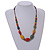 Multicoloured Round/ Oval Ceramic Bead Brown Silk Cords Necklace 60-70cm L/ Adjustable - view 3