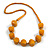 Mustard Yellow Painted Wooden Bead Long Necklace - 80cm Long - view 2