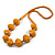 Mustard Yellow Painted Wooden Bead Long Necklace - 80cm Long - view 6