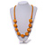 Mustard Yellow Painted Wooden Bead Long Necklace - 80cm Long - view 3