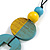 O-Shape Yellow/ Teal Washed Wood Pendant with Black Cotton Cord - 88cm L/ 13cm Pendant - view 5