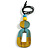 O-Shape Yellow/ Teal Washed Wood Pendant with Black Cotton Cord - 88cm L/ 13cm Pendant - view 2