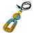 O-Shape Yellow/ Teal Washed Wood Pendant with Black Cotton Cord - 88cm L/ 13cm Pendant - view 8